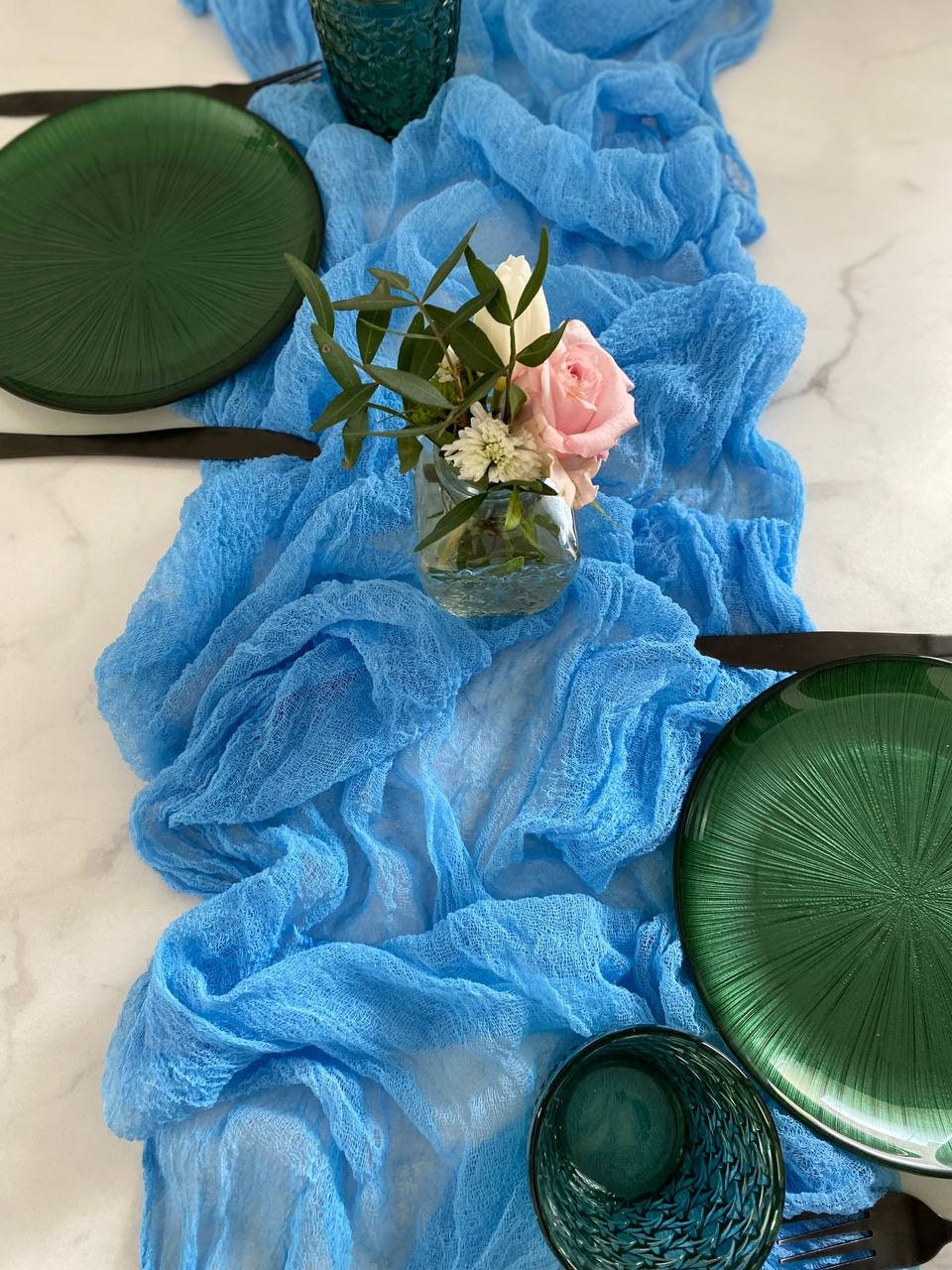 Dusty Blue Cheesecloth Table Runner for Boho Wedding Decor Etsy