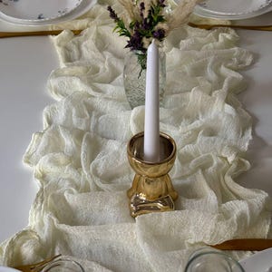 Ivory Bridal Shower Table Runner: Cheesecloth Boho Backdrop Baby Shower Gauze