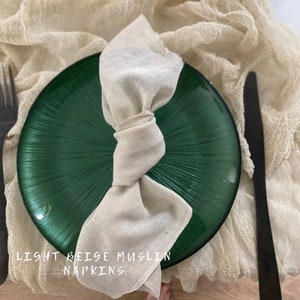 Hellbeige Baumwollservietten, Boho Hochzeit Dekor, Musselin Stoffservietten lose