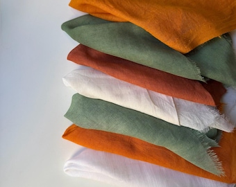 Terracotta and burnt otange table cloth napkins, Rustic Wedding table napkins, Doubel gauze Cheesecloth napkin