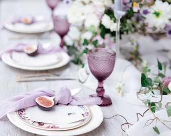 Lavender table napkins wedding decor, Boho wedding centerpieces for cotton tables napkin