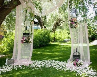 Pastel Pink wedding backdrop decor, Christmas wedding arch drape, Boho cheesecloth table runners