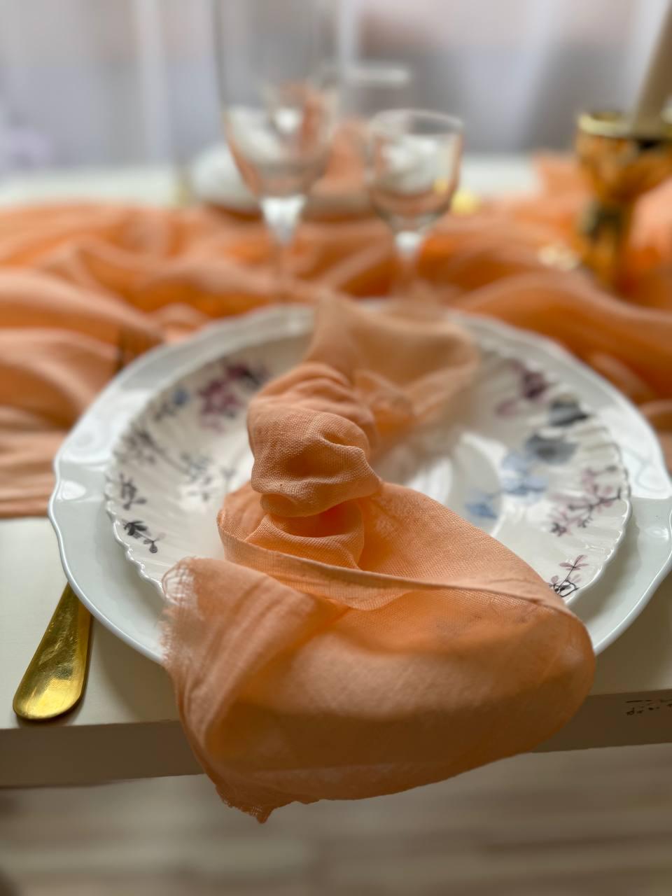 Peach wedding centerpieces for tables napkins, Cheese cloth cotton napkin