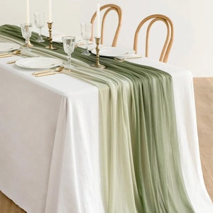 Sage Green boho wedding cheesecloth table runners, Wedding arch tape, Rustic wedding centerpiece, Sand ceremony arbor decor