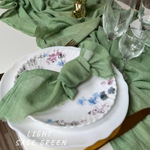 Centrotavola da matrimonio verde salvia per tovaglioli da tavola, tovagliolo in cotone garza