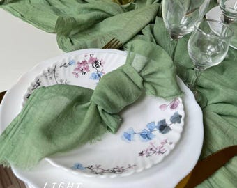 Sage green wedding centerpieces for tables napkins, Cheesecloth cotton napkin
