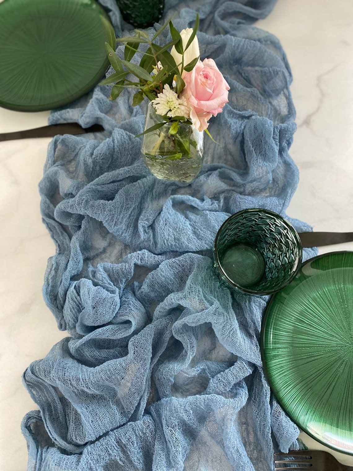 Dusty Blue Cheesecloth Table Runner for Beach Wedding Ceremony Etsy