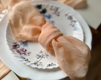 Pale peach wedding centerpieces for tables napkins, Cheese cloth cotton napkin