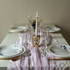 Pastel pink wedding table runner, Boho wedding decor, Cheesecloth table runners, Rustic wedding centerpieces