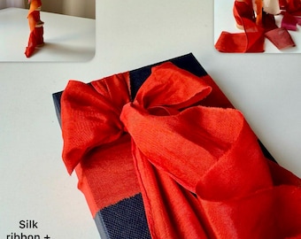 Rust terracotta silk ribbon bouquet wedding invitations, Hand torn ribbon, Hand-Dyed Frayed Edges