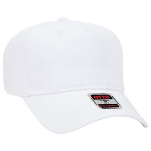 May include: A white baseball cap with a curved brim. The cap has a classic fit and a mid-profile design. The tag on the brim reads "OTTO" and "Premium Fabric".