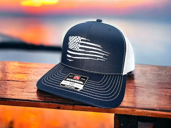 USA hat, American Flag Hat, Embroidered Flag Hat, Patriotic Trucker Hat, Fourth of July Hat, Distressed Flag Hat, USA, American Flag
