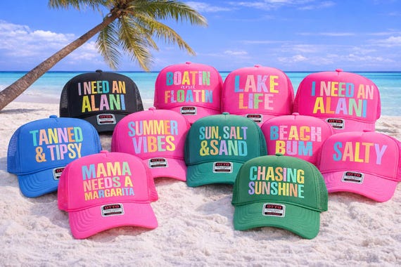 Beach Trucker Hat | Mama Needs a Margarita Hat | Salty Hat | Sun Salt Sand Hat | Chasing Sunshine | Tanned & Tipsy | Beach Vacation Hat