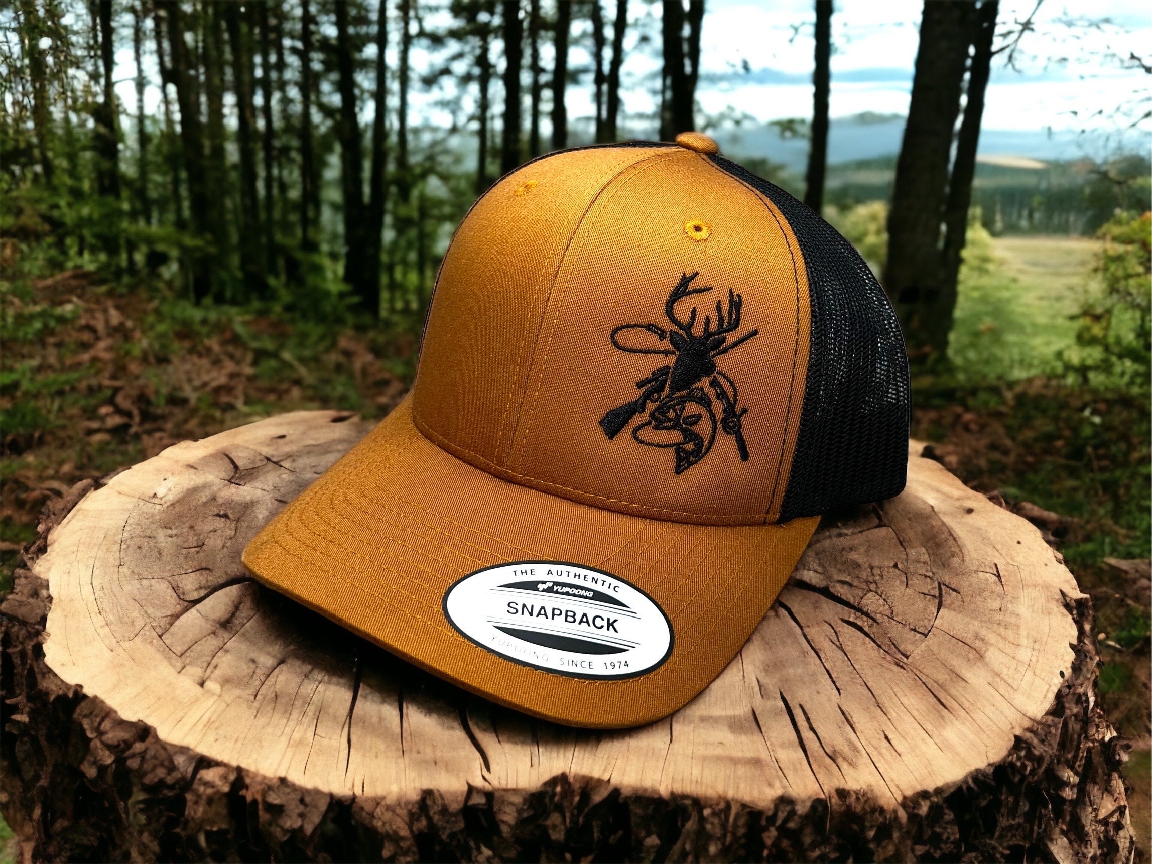 Hunting Hat l Fishing Hat | Embroidered l Trucker Hat l Hunter Hat l  Snapback l Outdoors l Gift l Buck l Reel | Hunting | Fishing