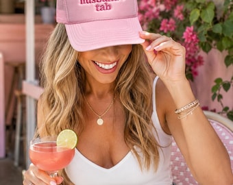 Put It On My Husband's Tab Embroidered Trucker Hat - Funny Bachelorette Party Custom Cap, Retro Wifey Snapback, Bridal Shower Gift
