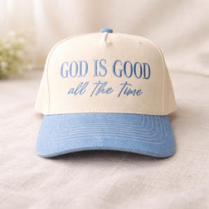 God Is Good Embroidered Trucker Cap | Retro Christian Gift For Women | Modern Aesthetic Faith Based Mesh Hat | Sunday Church Snapback Gear