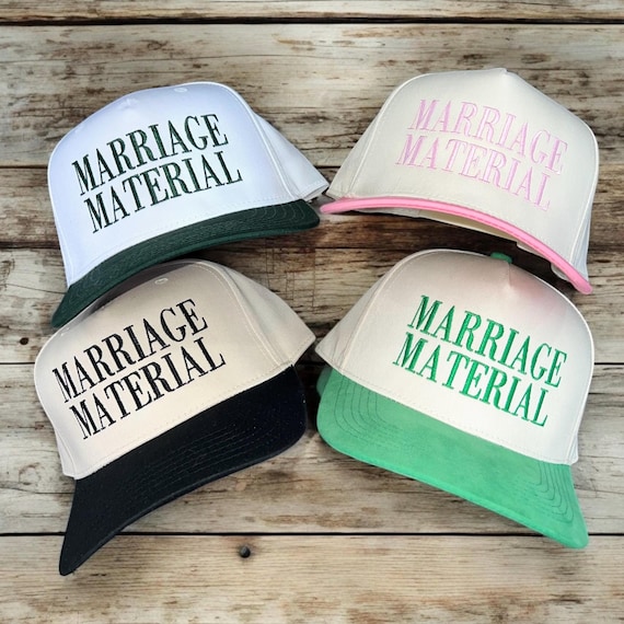 Marriage material hat, Funny Bride Hat, Bride Accessories, Bachelorette Party, Trendy Wifey Gifts, Cute Bridal Wifey Hats, Custom Hat