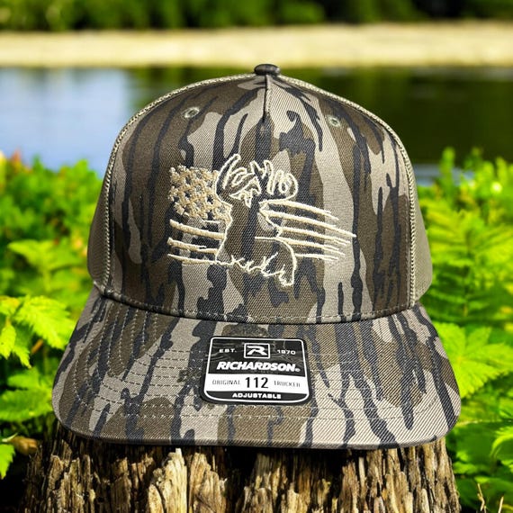 Hunting Hat, Deer hunting hat, Embroidered Deer Flag Hat, hunting camo hat, American flag hat, gift for him, Christmas gift