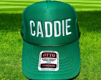 Embroidered CADDIE Trucker Hat – Custom Golf Snapback Cap, Retro Sports Apparel