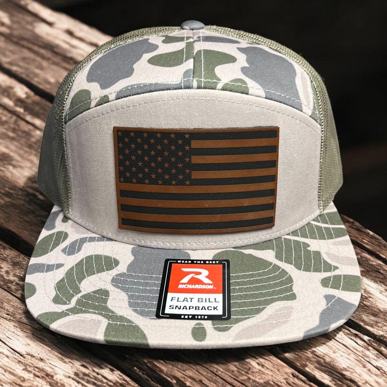 American Flag Hat Laser Engraved Patch Patriotic Hat Richardson 168 image 3