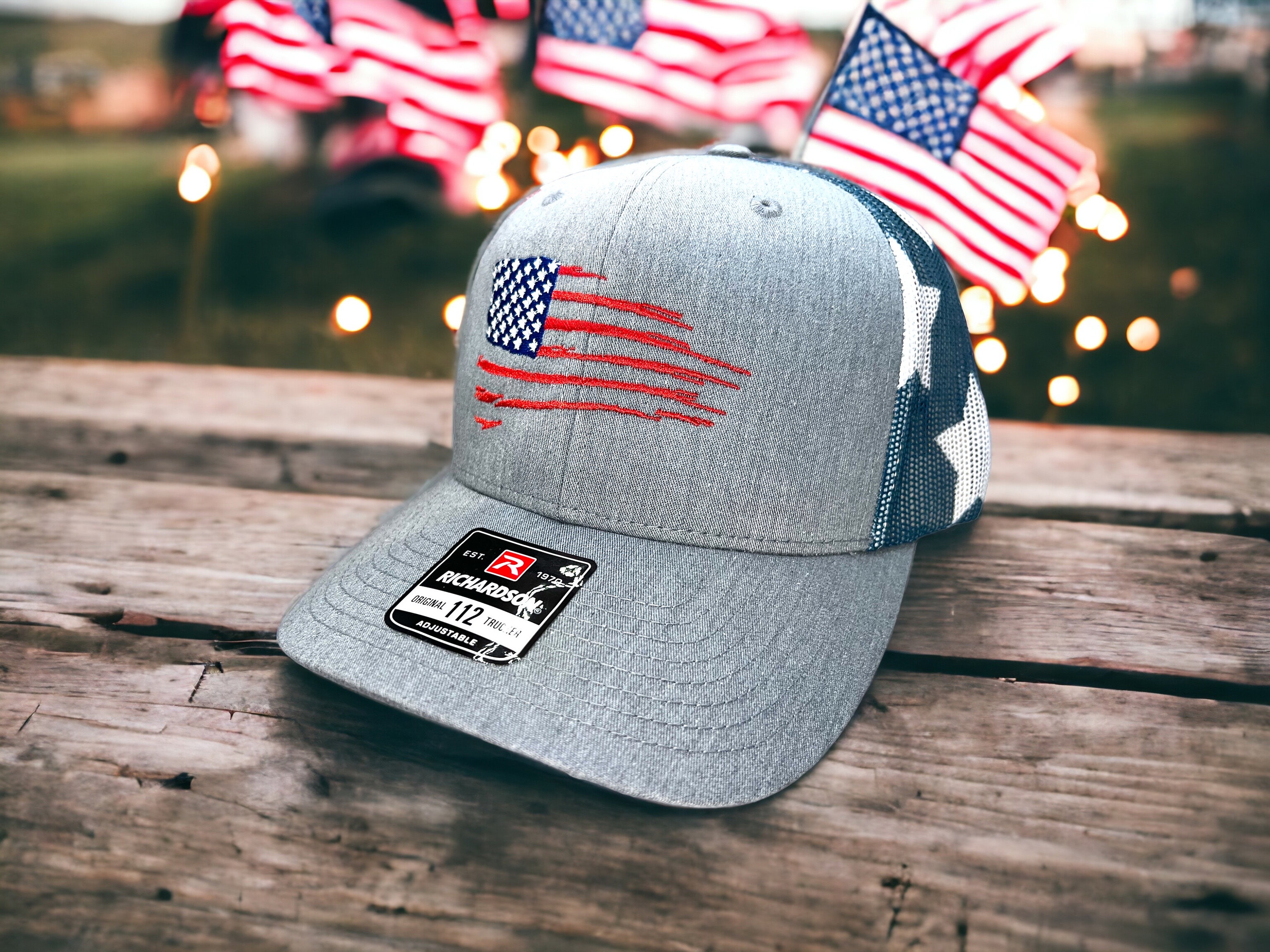 USA Flag Hat | American Flag Hat | Patriotic Hat | Distressed Flag l  Trucker Hat l Stars and Stripes Hat | USA Hat | Richardson Hat | Gift