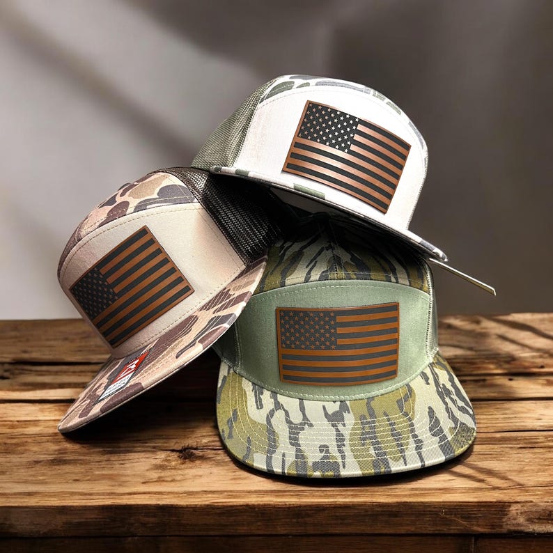 American Flag Hat Laser Engraved Patch Patriotic Hat Richardson 168 image 1