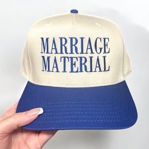 Marriage Material Embroidered Trucker Hat | Funny Bachelorette Party Bride Cap | Retro Engagement Gift | Trendy Wifey Apparel Snapback image 8