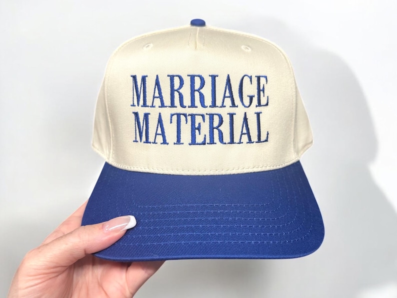 Marriage Material Embroidered Trucker Hat | Funny Bachelorette Party Bride Cap | Retro Engagement Gift | Trendy Wifey Apparel Snapback image 8