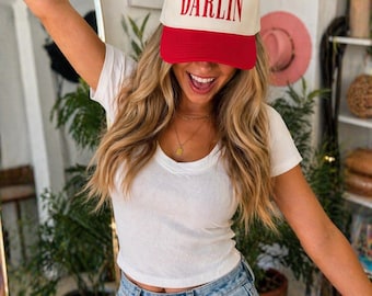 Darlin Hat, Otto Vintage Hat, Country Hat, Western Hat, Cute Trucker Style Hat, Embroidered Darlin Cap, Gift for Her