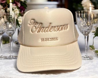 Custom Embroidered Wedding Trucker Hats | Personalized Bachelor Bachelorette Caps | Bride Groom Matching Hats | Bulk Party Favors