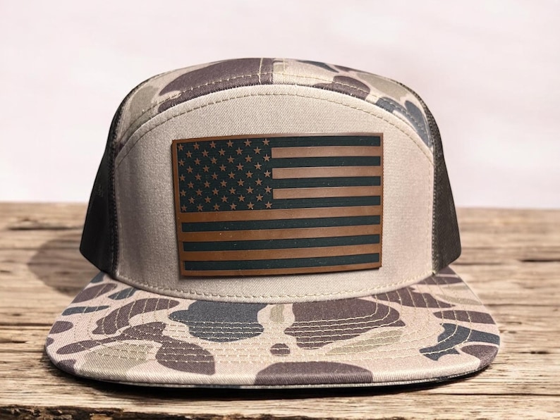 American Flag Hat Laser Engraved Patch Patriotic Hat Richardson 168 image 5