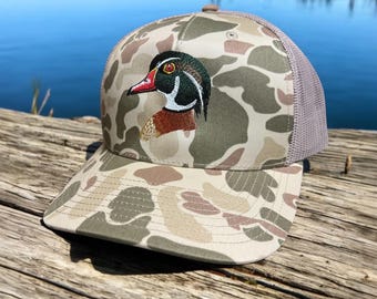Duck Hunting Camo Hat - Adjustable Trucker Hat, Embroidered Design, One Size Fits Most - View #2