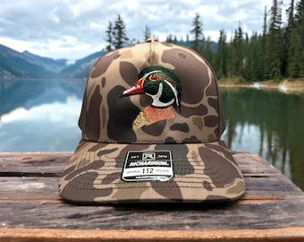 Wood Duck Hat, duck hunting hat, Camo hat, embroidered duck hat, gift for hunter, hunting hat, Christmas gift, Gift for him, Custom hat