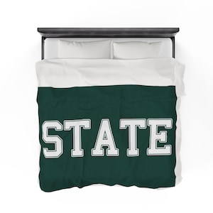 Michigan State Inspired Velveteen Plush Blanket