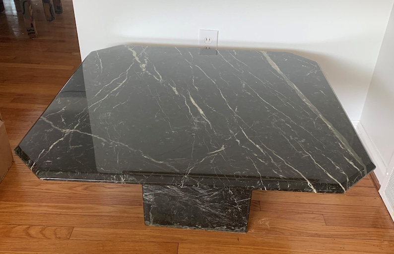 Vintage Black Italian Marble Coffee Table Etsy