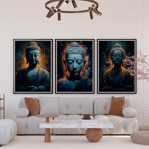 3 buddha wall art, Stunning Buddha Decor, buddha Poster, buddha Art, buddha Art Print, buddha Wall Decor