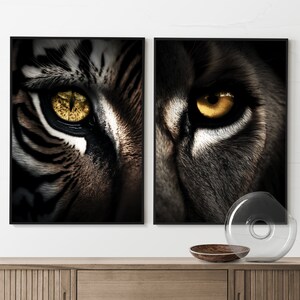 Lion and Tiger Eye Art Prints: Wild Animal Wall Decor (Digital Download)