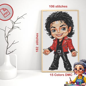 Michael Jackson chibi: a fun and unique design to stitch in cross-stitch
