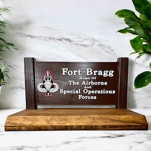 Iconic Fort Bragg Sign Coin Display, Military Gift, Airborne, Paratroopers, US Army, Special Forces