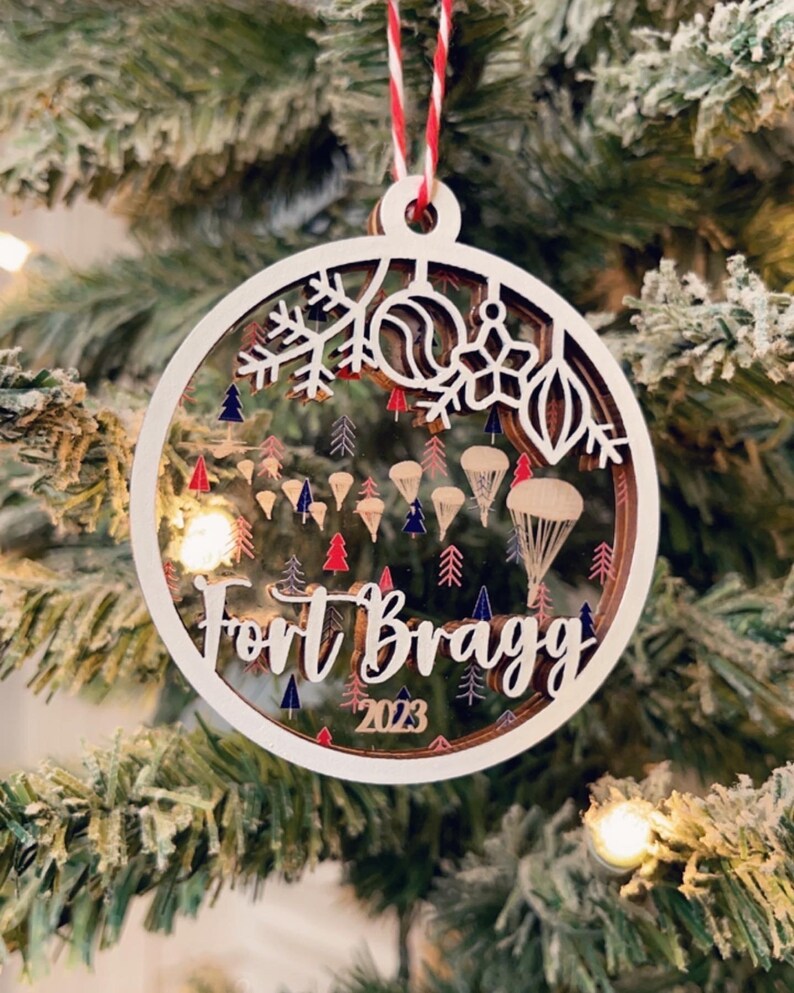 Military Fort Bragg Christmas Ornament, Airborne Ornament, Paratrooper