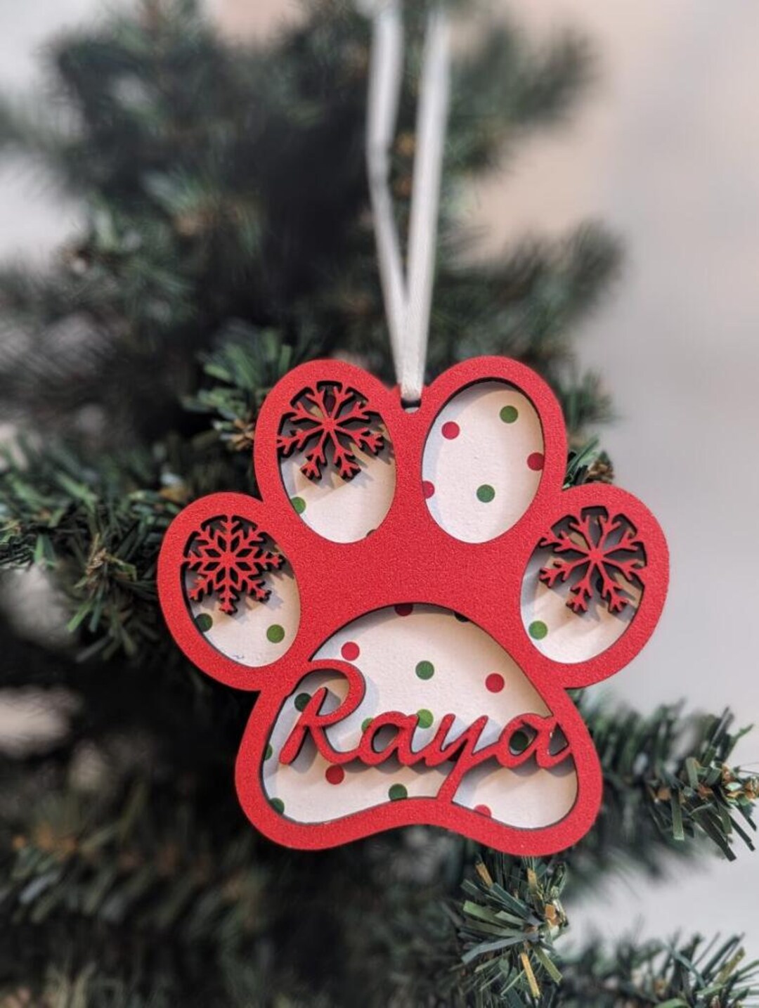 Personalize Pet Ornaments, Custom Pet Ornaments, Holiday Cat Paw