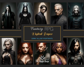 Fantasy Rollenspiel Dark Villain Charakter Portraits Generative AI Digital Papers