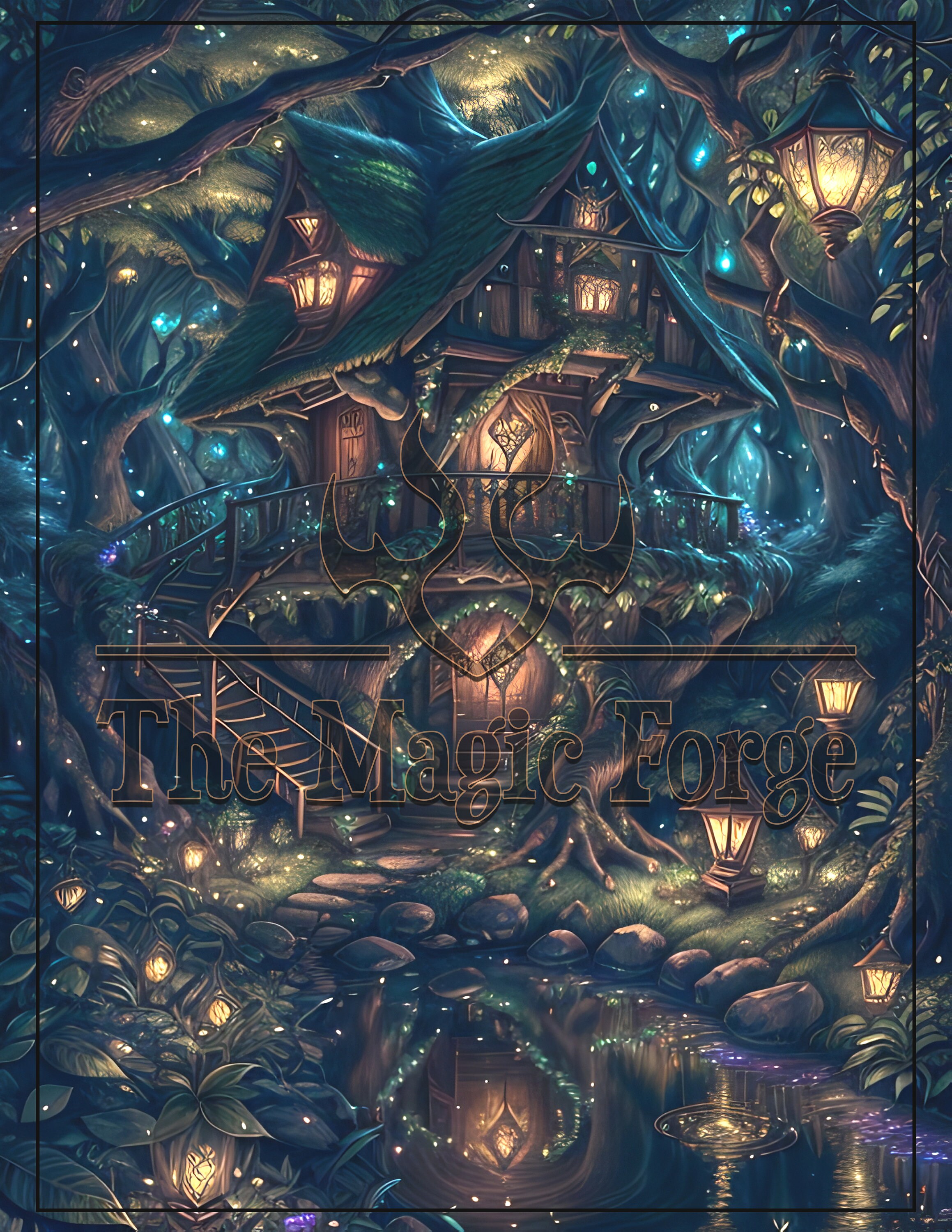 Elven Forests & Treehouses Magical Fantasy Landscapes, AI Art Digital ...
