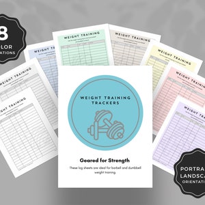 Krafttrainingstagebuch PDFs. 8 Farbvariationen. Hoch- oder Querformat. Verfolgen Sie ganz einfach Krafttraining und Zuwächse.