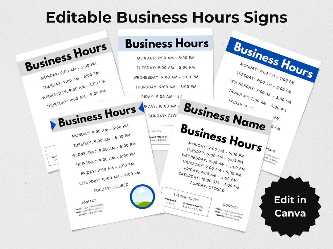 Receiving Hours Sign Editable Business Hours Signs Templates - Crisp Modern Minimal Look - for Gyms ...