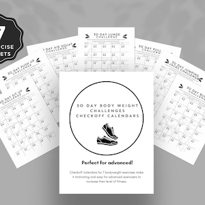 7 bodyweight exercise 30 day challenge calendar checkoffs for advanced. Motivate your clients with this printable fitness challenge PDF