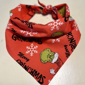 Merry Grinchmas!  Red Grinch Christmas Dog Bandana