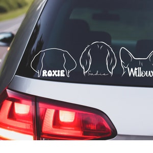 Dog Ear Car Decal, Custom Dog Sticker, Dog Vinyl Decal, Dog Mom Car Decal, Dog Name Decal, Dog Mom Sticker, Pet Ears Car Decal, Dog Memorial