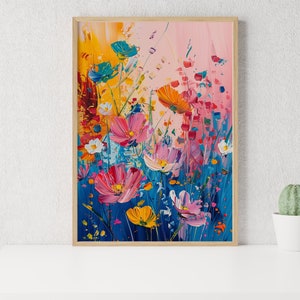 Vibrant Floral Abstract Art | Modern Colorful Canvas | Floral Wall Decor