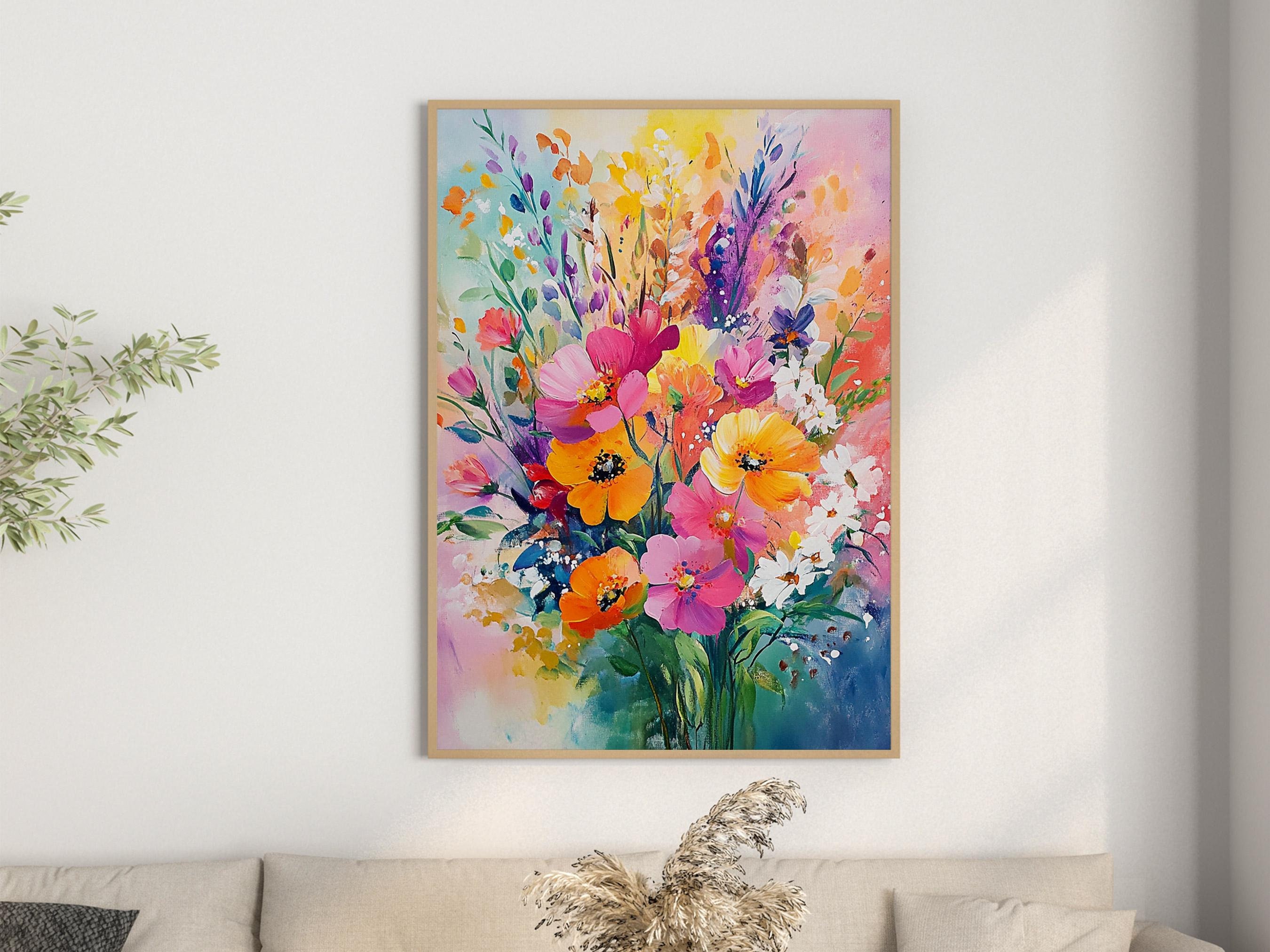 Watercolor Wildflower Bouquet Print | Floral Meadow Wall Art (digital ...